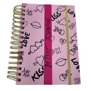 BETSEY JOHNSON XOXO Love Kiss Hearts Pink Spiral Notebook Journal 8 X 6 New